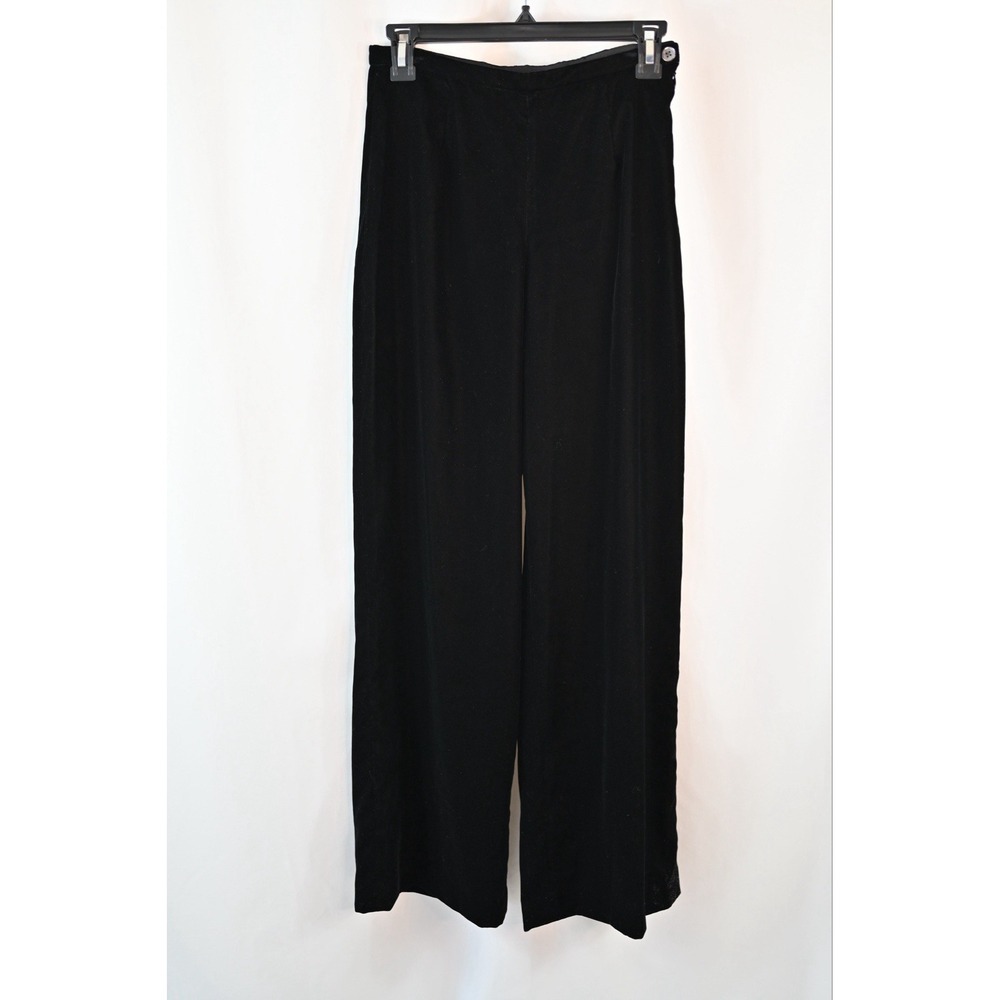 J.Crew Black Velvet Dress Pants Vintage Side Zip Wide Leg Trousers Womens 4